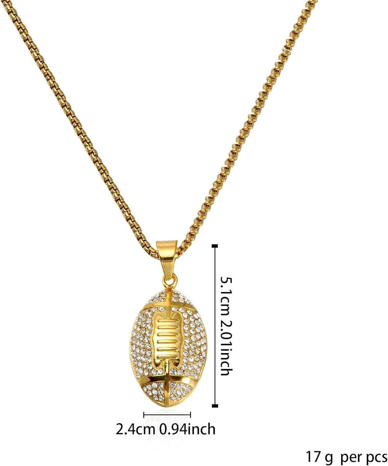 Basketball Football Rugby Pendant Gold Silver Stainless Steel Chain Sports Necklace Hip-hop Jewelry Fans Gift