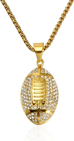 Basketball Football Rugby Pendant Gold Silver Stainless Steel Chain Sports Necklace Hip-hop Jewelry Fans Gift