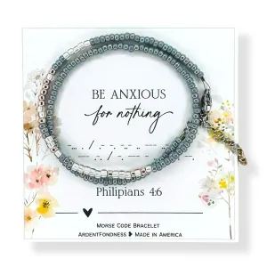 Be Anxious For Nothing Morse Code Wrap Bracelet for Christian Women Worry Philipians 4:6, Inspirational Religious Jewelry for Her, Unique Graduation Gift, Bible Verse Scripture Adjustable