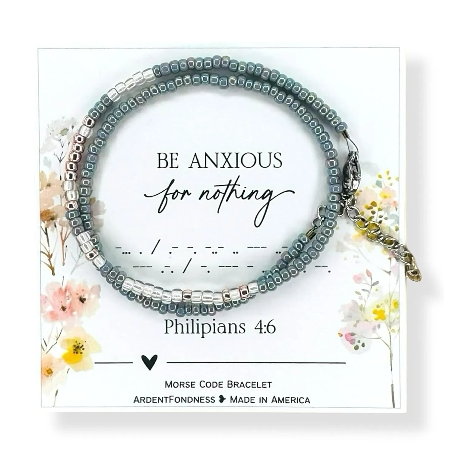 Be Anxious For Nothing Morse Code Wrap Bracelet for Christian Women Worry Philipians 4:6, Inspirational Religious Jewelry for Her, Unique Graduation Gift, Bible Verse Scripture Adjustable
