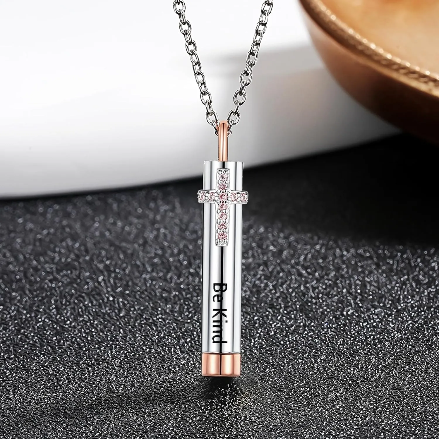 Be Kind Of A B Necklace 925 Sterling Silver Cross Bar Necklaces Inspirational Hidden Message Pendant To Best Friends Sisters Band Friendship Sorority Gifts Jewelry for Women
