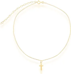 Beaux Bijoux Choker Cross Necklace for Women Sterling Silver 14k Gold Plated | Dainty Small Silver or Gold Cross Choker Pendant Necklace