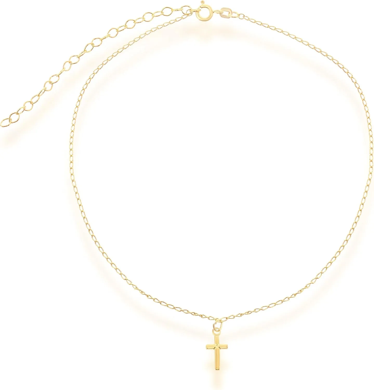 Beaux Bijoux Choker Cross Necklace for Women Sterling Silver 14k Gold Plated | Dainty Small Silver or Gold Cross Choker Pendant Necklace