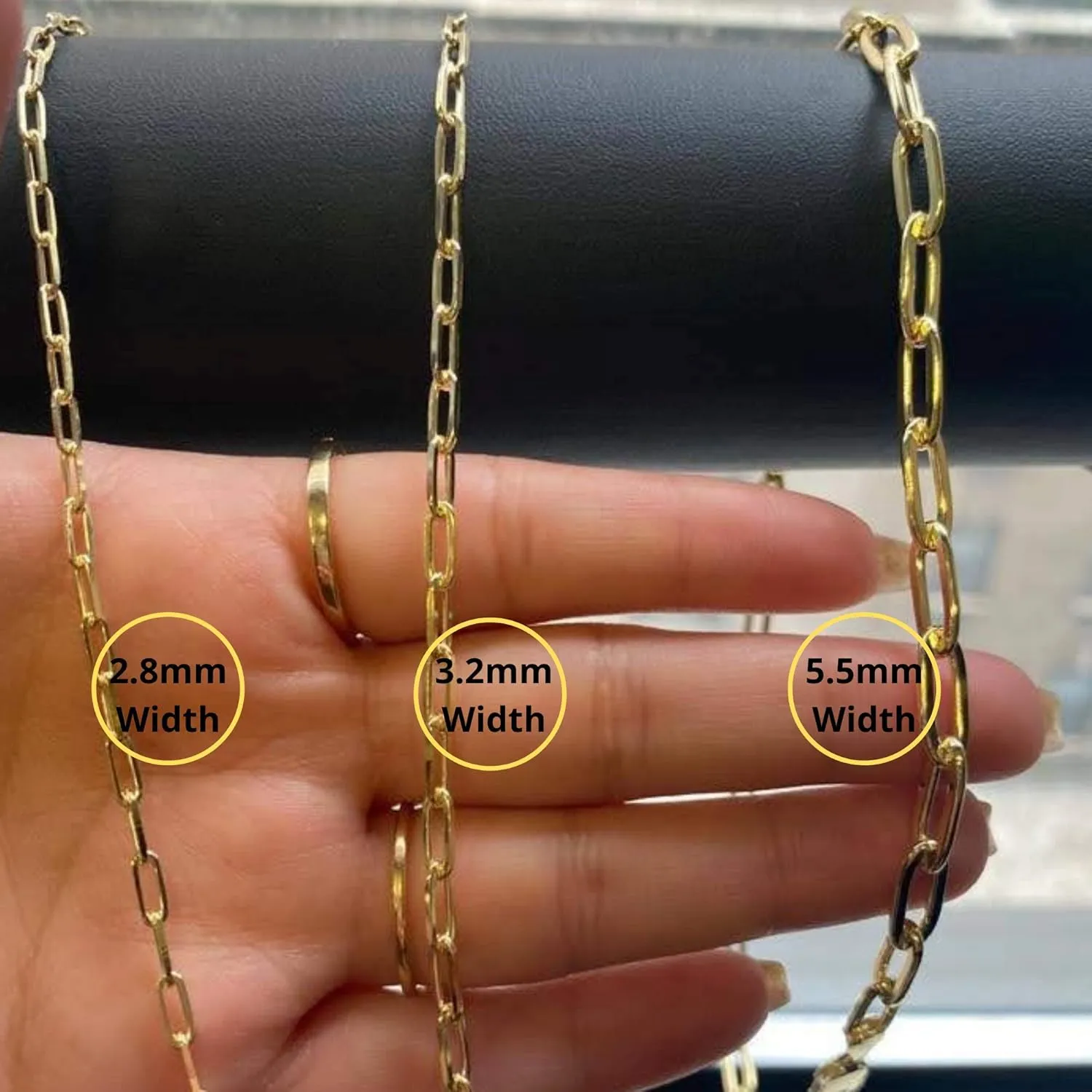 Beaux Bijoux Paperclip Chain Necklaces for Women | Sterling Silver 14k Gold Plated | Women's Trendy Layering Necklaces | Choose Width and Length | Fine Chain Necklaces Crafted in Italy