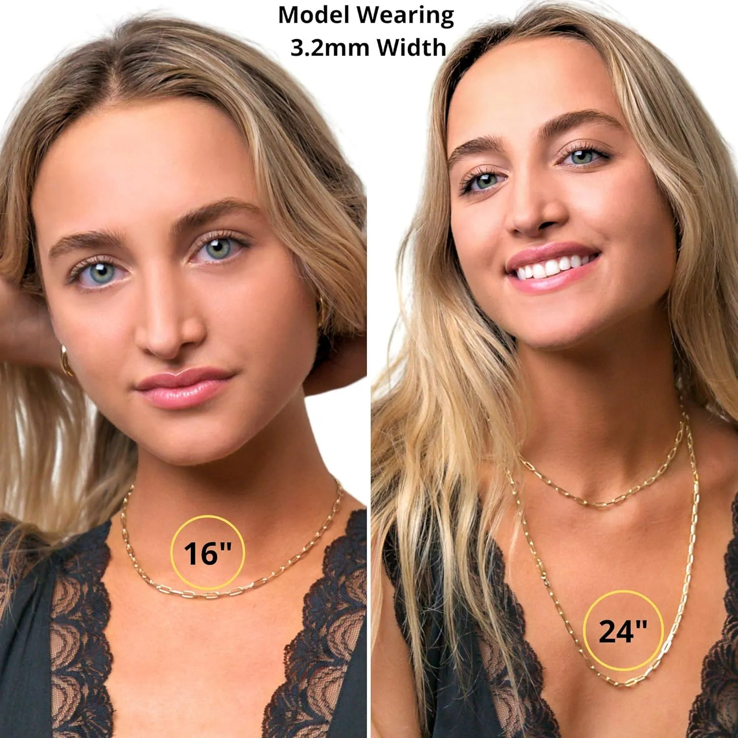 Beaux Bijoux Paperclip Chain Necklaces for Women | Sterling Silver 14k Gold Plated | Women's Trendy Layering Necklaces | Choose Width and Length | Fine Chain Necklaces Crafted in Italy