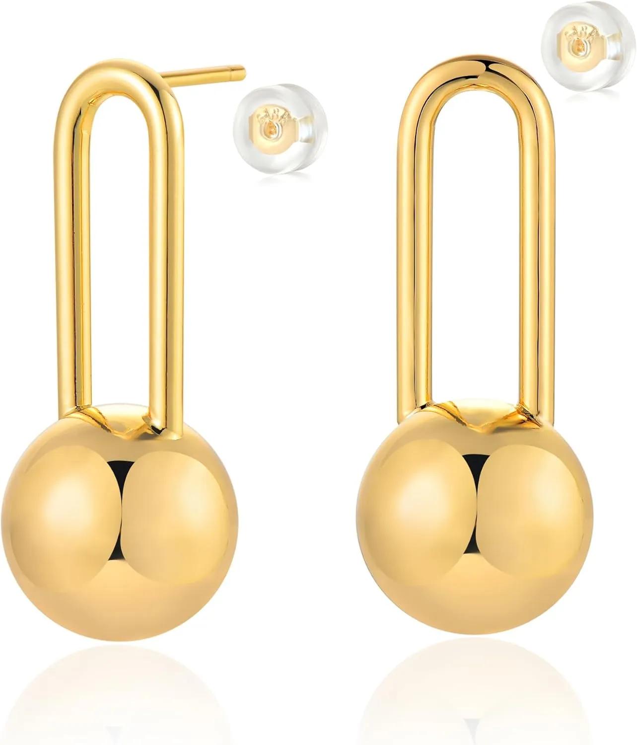 Bemoly Gold Earrings for Women Open C Shape 14K Gold Plated S925 Sterling Silver Post Chunky Gold Hoop Earrings Small Handmade Hypoallergenic Jewelry