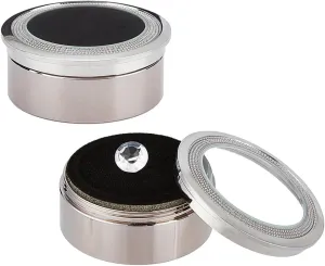 BENECREAT 2Pcs Platinum Alloy Jewelry Gift Boxes with Velvet Cushion and Clear Glass Window, 1.57x0.68inch Gemstone Display Box for Large Gemstone Jewelry Storage
