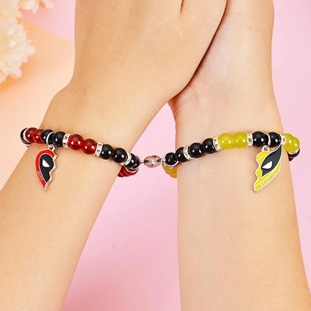 Best Friends Necklace For 2 Bff Matching Heart Puzzle Pendant Silver Stainless Steel Chain Superhero Friendship Necklace Bracelet Key Chain Set Jewelry