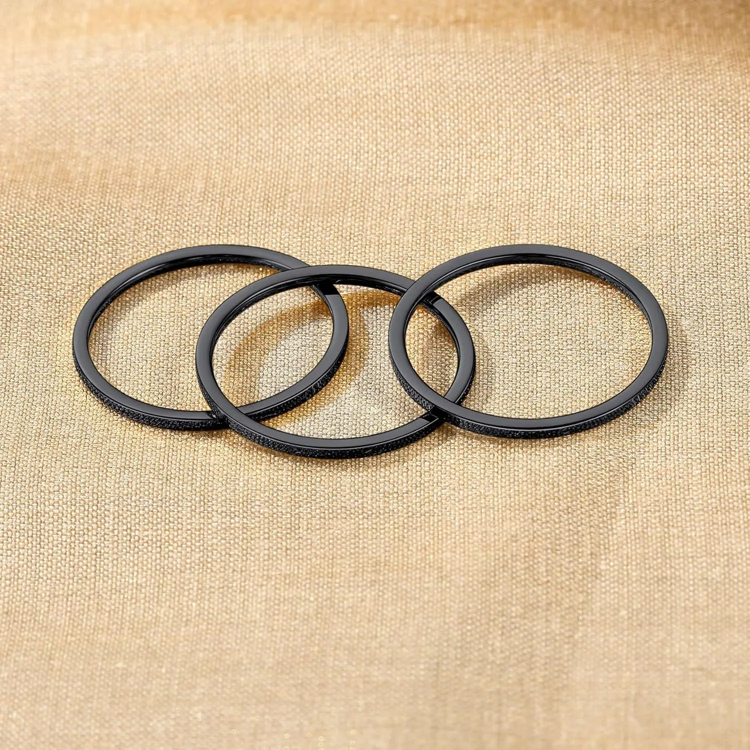 Bestyle Knuckle Stacking Rings for Women, 1mm 3Pcs Size 4/5/6/7/8/9/10 Thin Dome Band Ring Set Stackable Minimalism Jewelry for Girls