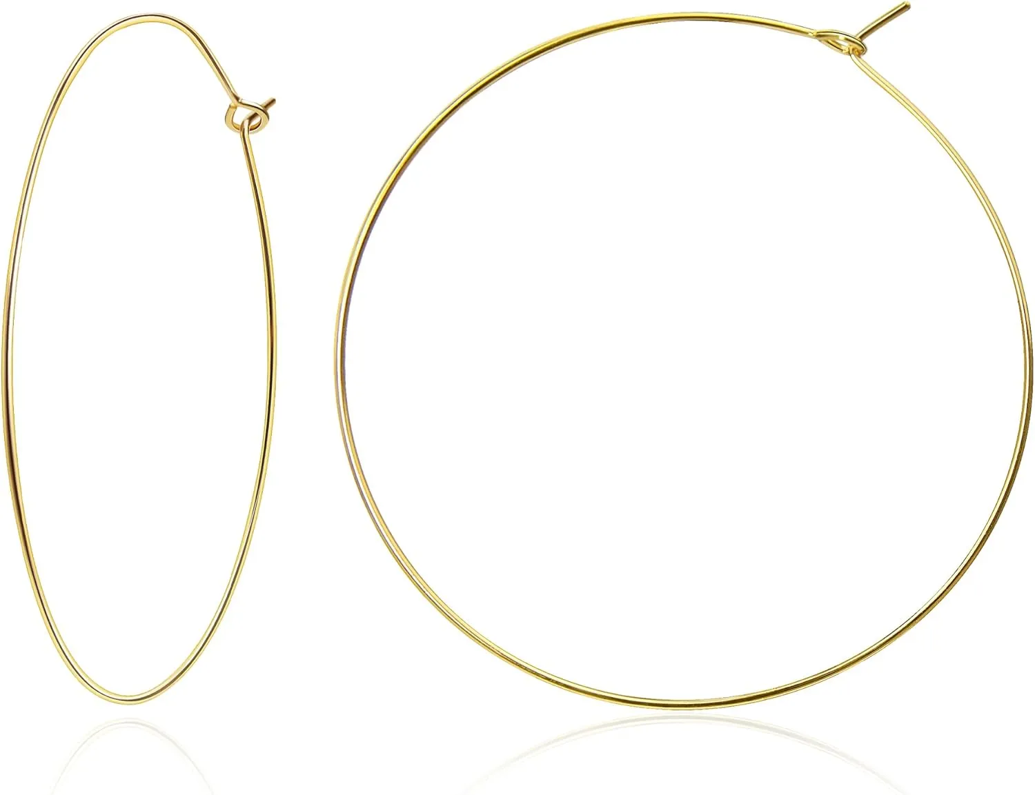Big Thin Gold Hoop Earrings for Women Trendy Simple Large 18k Gold Plated Sterling Silver Hoops Statement Lightweight Endless Hoop Earrings for Women Minimalist Jewelry Gifts 50mm/70mm/90mm
