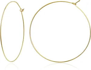 Big Thin Gold Hoop Earrings for Women Trendy Simple Large 18k Gold Plated Sterling Silver Hoops Statement Lightweight Endless Hoop Earrings for Women Minimalist Jewelry Gifts 50mm/70mm/90mm
