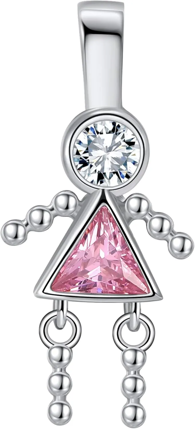 Birthstone Baby Boy Charms for Mom by Ginger Lyne Birthday Kids Girl Pendants for Grandma Family Tree Necklace for Women Cubic Zirconia Sterling Silver