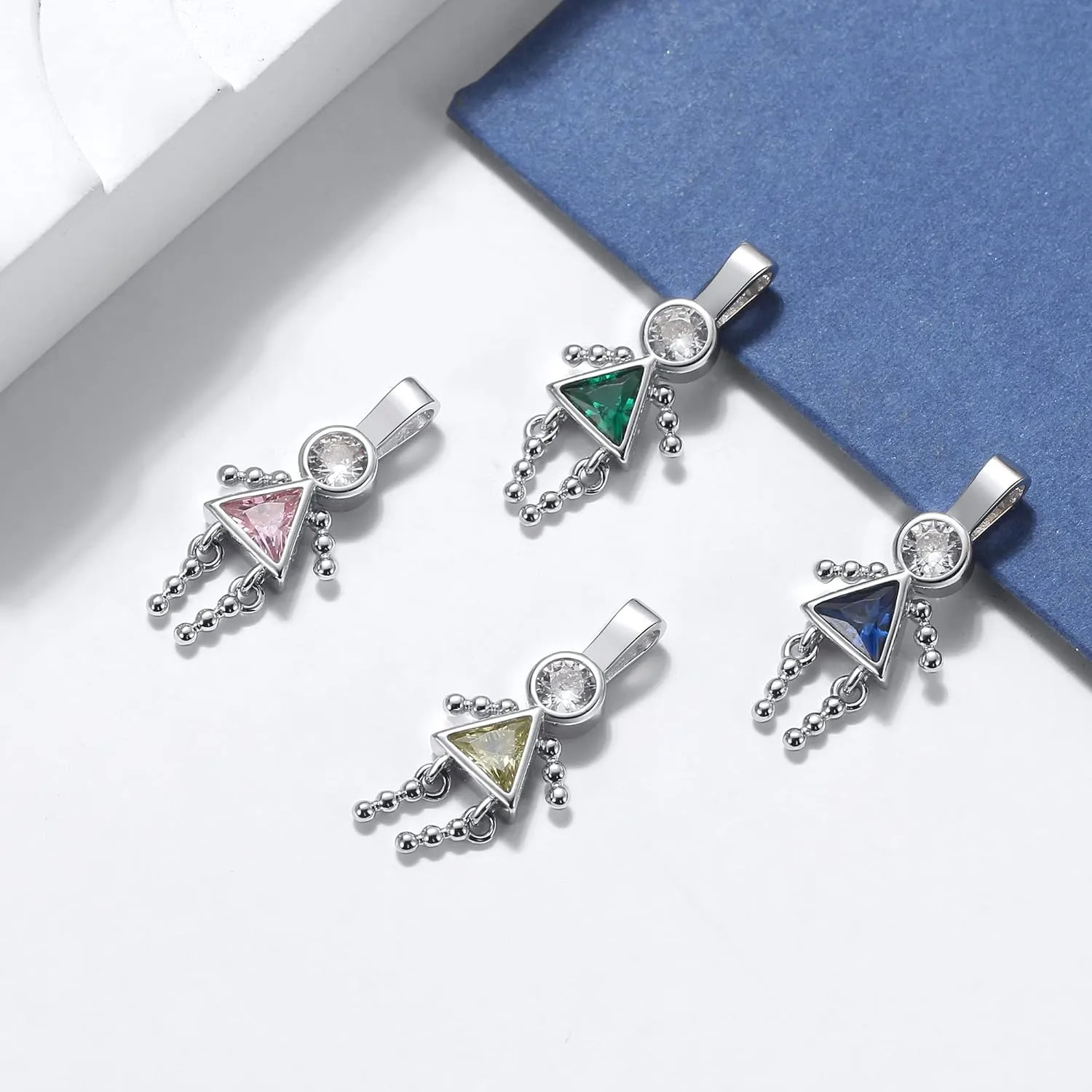 Birthstone Baby Boy Charms for Mom by Ginger Lyne Birthday Kids Girl Pendants for Grandma Family Tree Necklace for Women Cubic Zirconia Sterling Silver