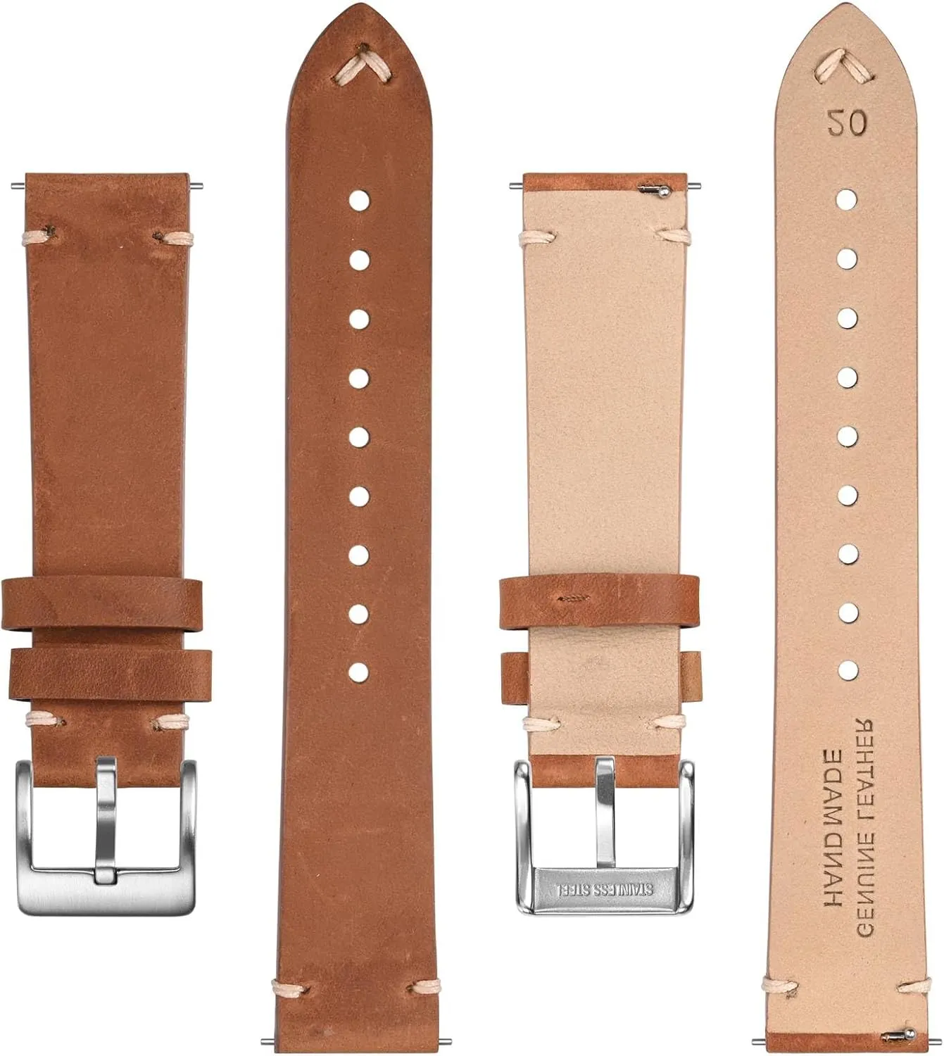 BISONSTRAP Distressed Leather Watch Strap, Watch Replacement Bands for Men, Quick Release Spring Bars, Band Width 18mm 20mm 22mm