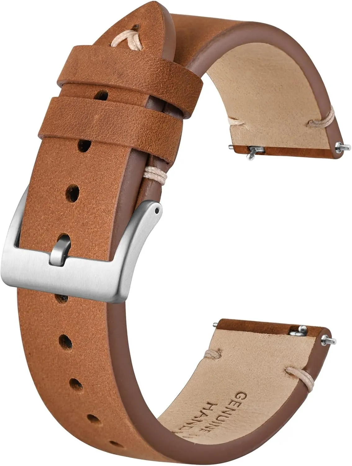 BISONSTRAP Distressed Leather Watch Strap, Watch Replacement Bands for Men, Quick Release Spring Bars, Band Width 18mm 20mm 22mm