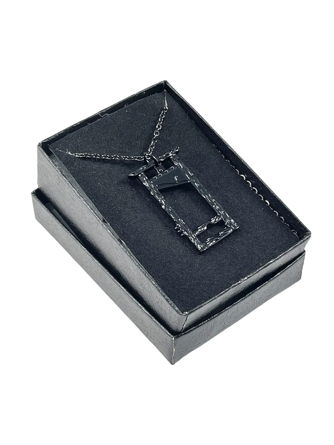 Black Guillotine Pendant Necklace, Executioner Necklace with Black Coated Stainless Steel Chain (Black Coated)