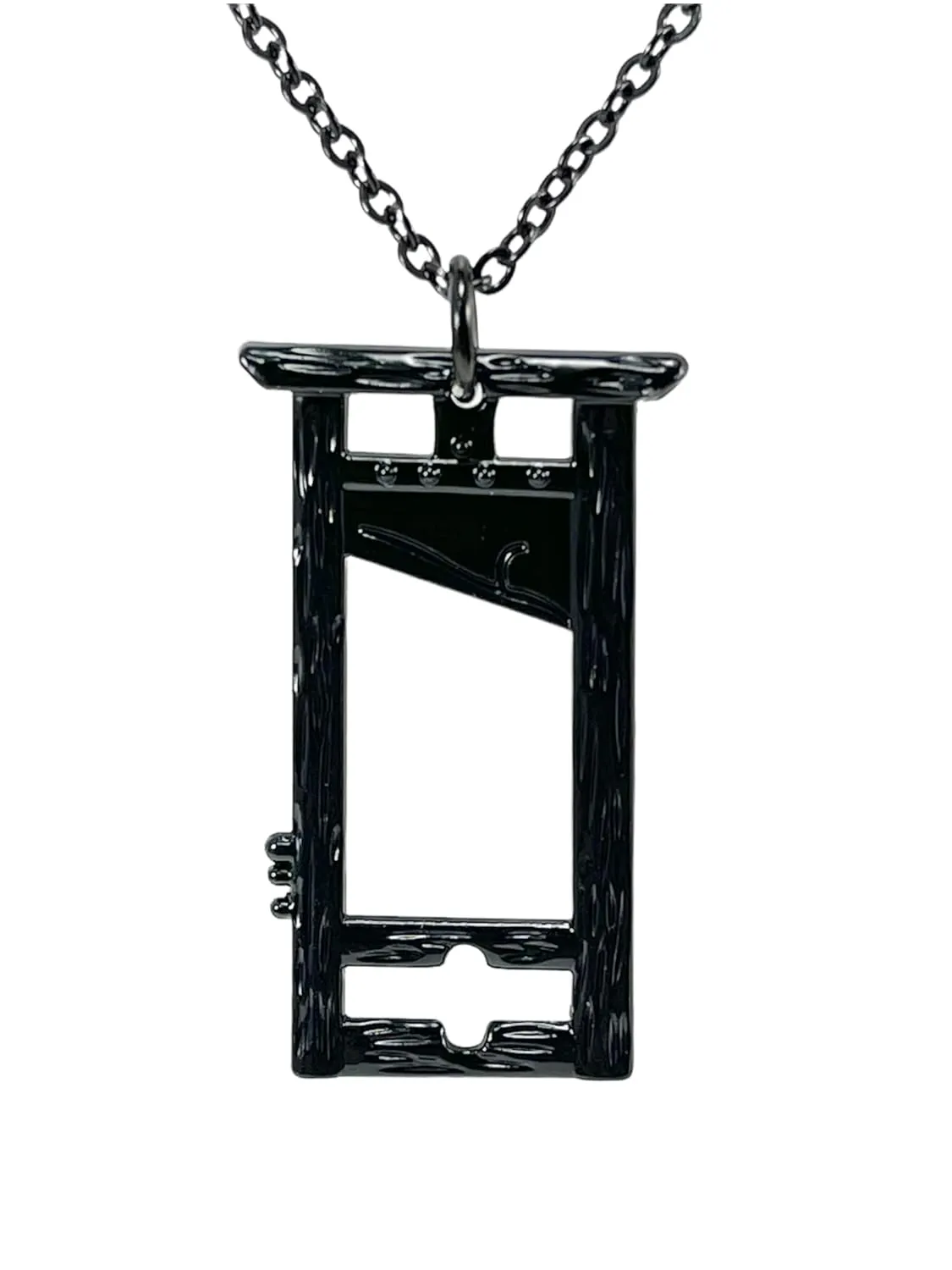 Black Guillotine Pendant Necklace, Executioner Necklace with Black Coated Stainless Steel Chain (Black Coated)