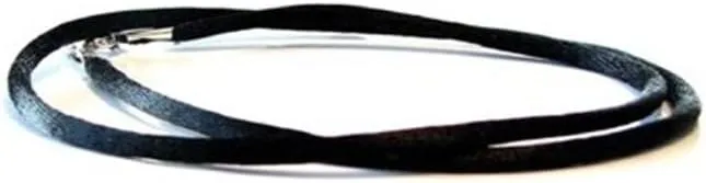 Black Silk Satin Silver Clasp Cord Chain Necklace 14" 16" 18" 20" 22" 24" 30" 36" 40"