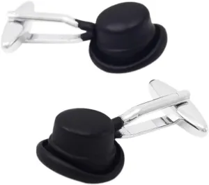 Black Top Hat Cufflinks for Men, Elegant and Stylish Accessories for Formal and Special Occasions