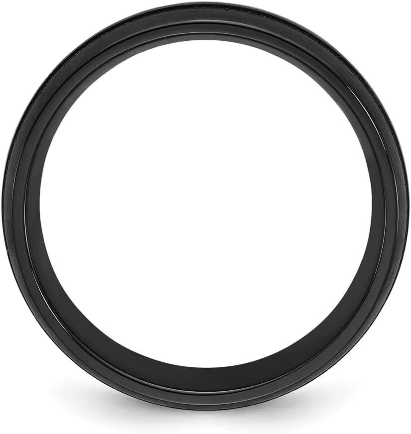 Black Zirconium Brushed and Polished with Imitation Turquoise Inlay 8mm Band Size 8 to 13