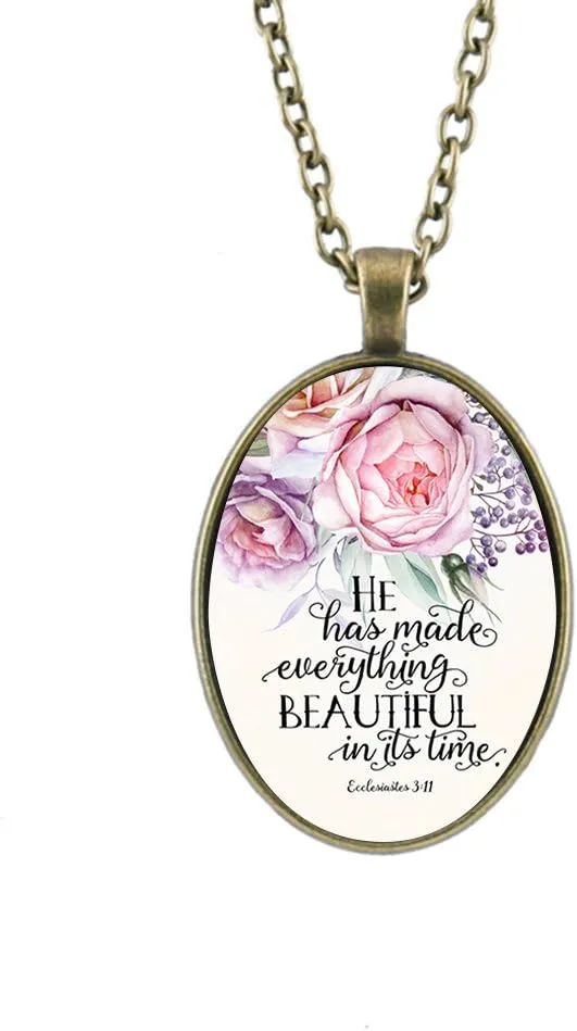Bling Bling Inspirational Necklace for Women Mom Christian Gift Faith Necklace Religious Scripture Jewelry 5pcs