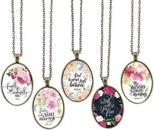 Bling Bling Inspirational Necklace for Women Mom Christian Gift Faith Necklace Religious Scripture Jewelry 5pcs