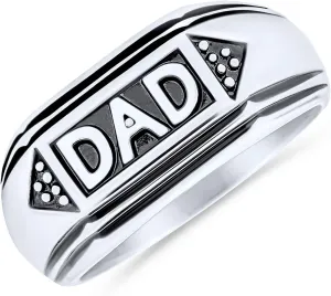 Bling Jewelry Personalize Mens Word Statement Band Signet DAD Ring For Father Day Gift Oxidized Black Silver Tone Stainless Steel