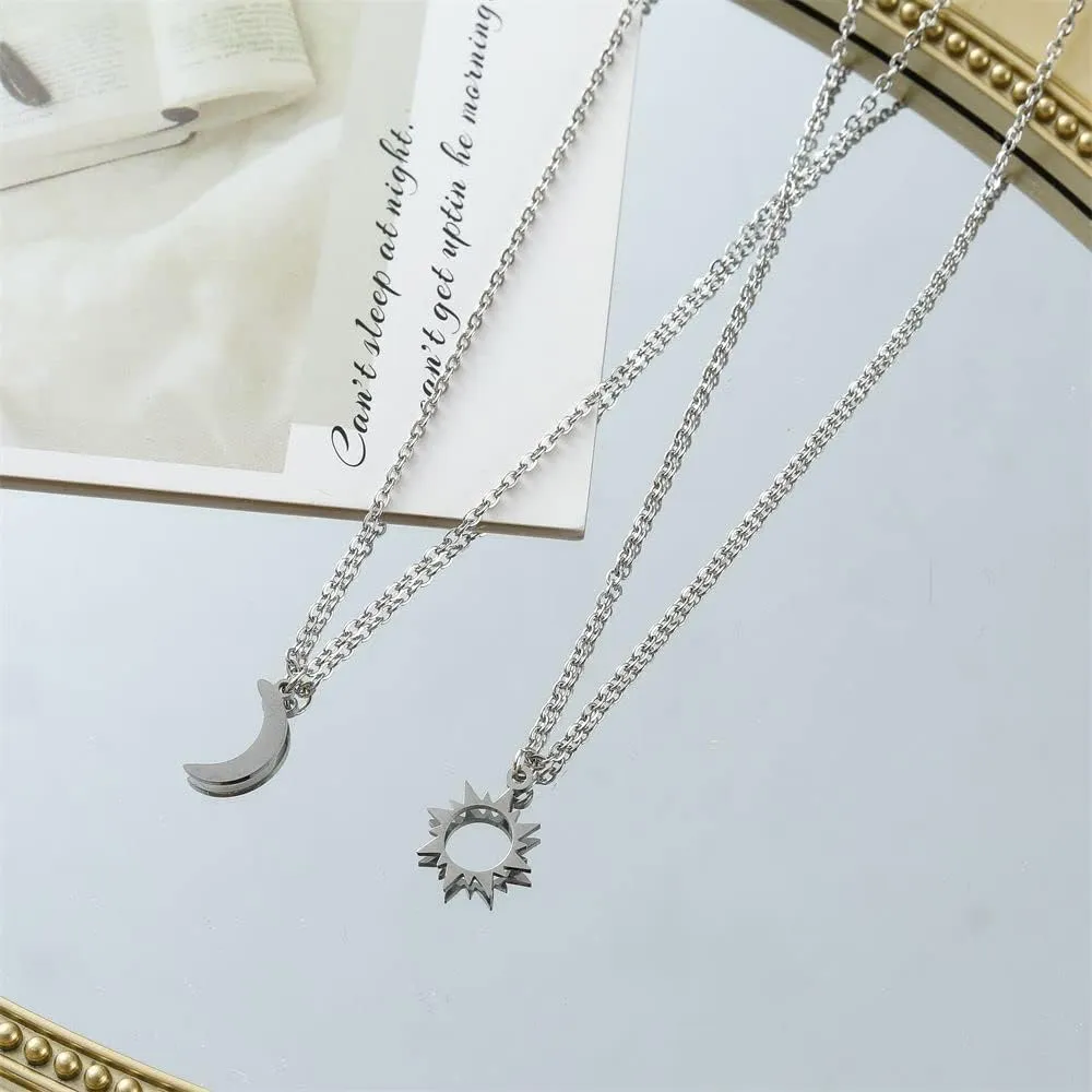 Blingsoul Evil Eye Necklace - Pendant Sun and Moon Necklace Matching Jewelry Gift | Gold and Silver
