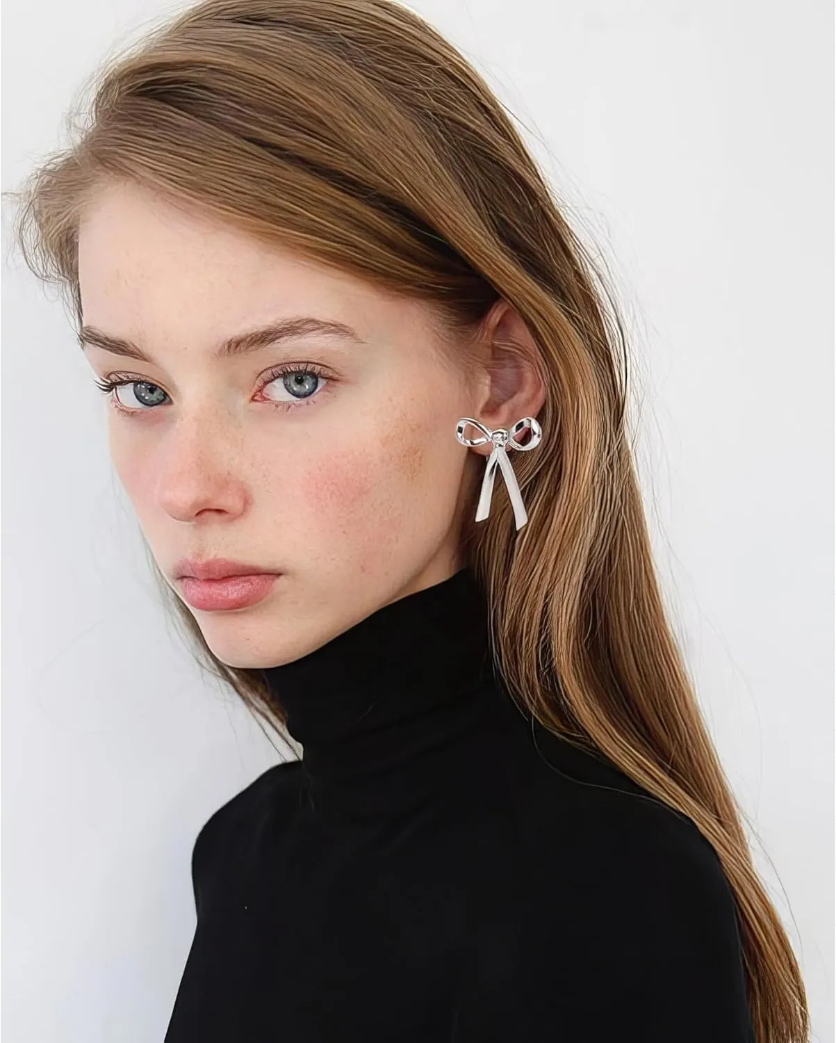 BLISI Gold Bow Earrings Silver 925 Sterling Silver Post Bow Stud Earrings Gold Dangle Bow Earrings Gold and Silver Bow Earrings for Women Hypoallergenic