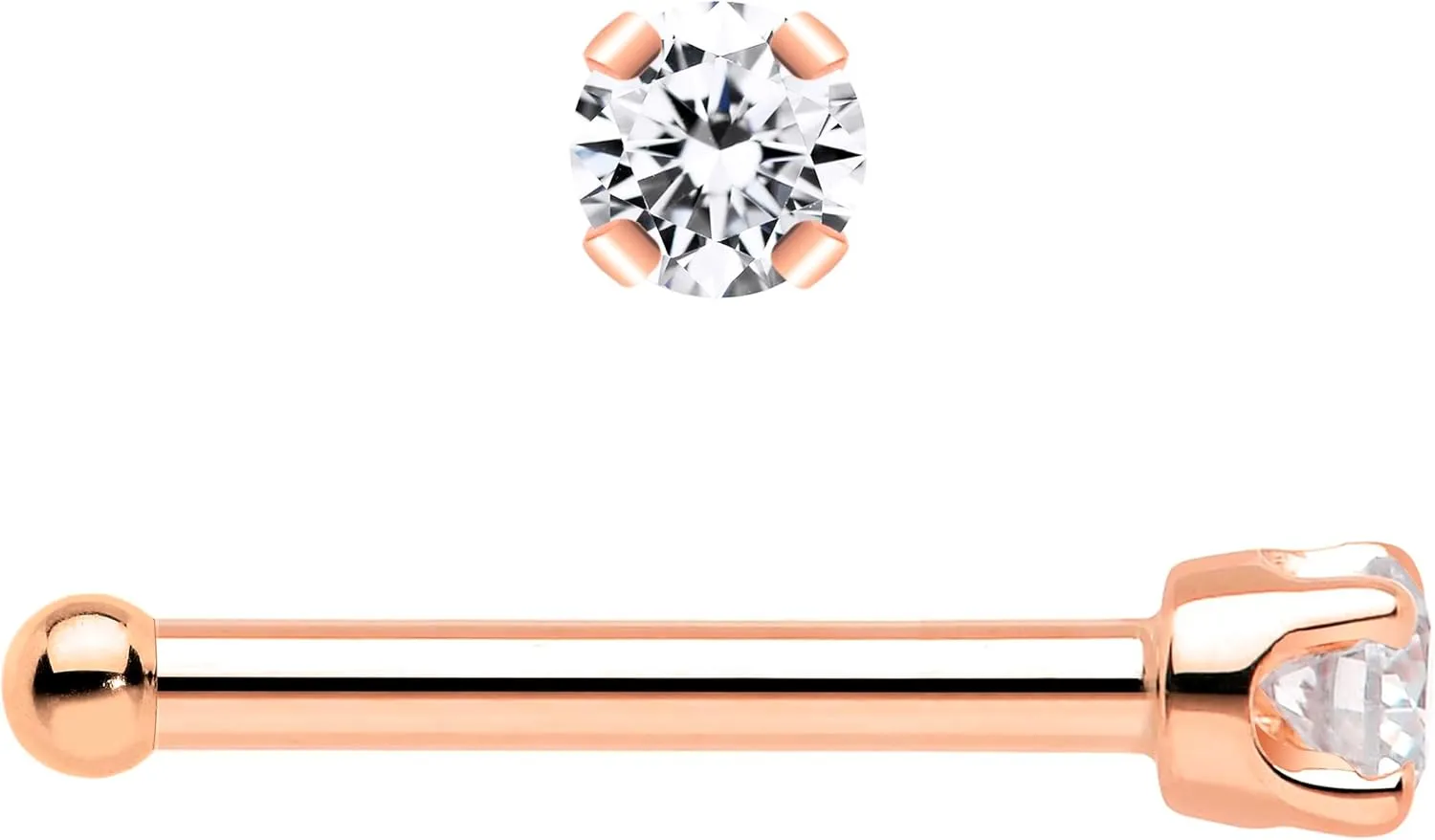 Body Candy 14k Solid Gold Nose Ring Stud - 2mm Moissanite Bone 18/20 Gauge Piercing Jewelry for Women, Men