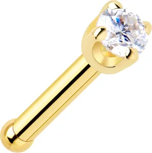 Body Candy 14k Solid Gold Nose Ring Stud - 2mm Moissanite Bone 18/20 Gauge Piercing Jewelry for Women, Men