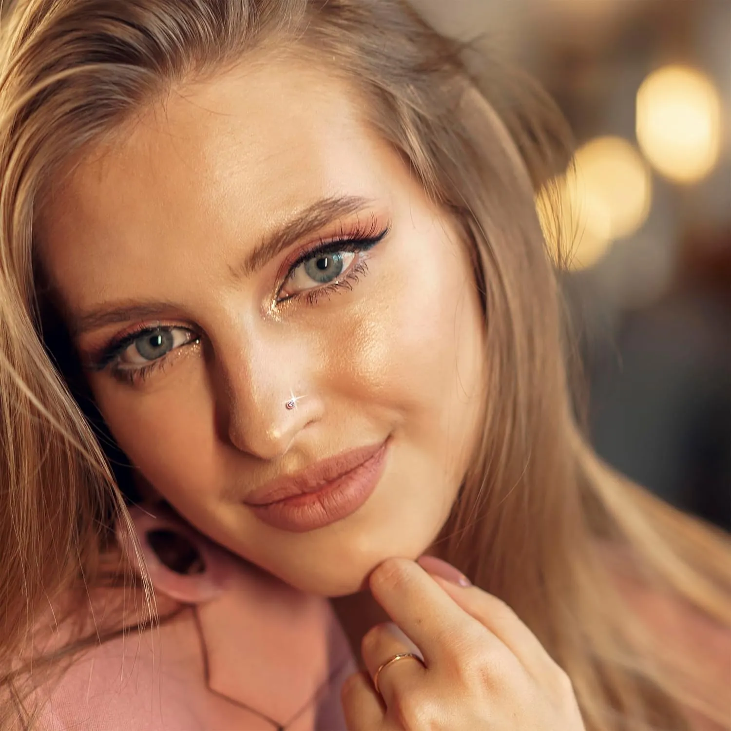Body Candy 14k Solid Gold Nose Ring Studs - 2mm Lab Grown Diamond Created by MasterJeweler - L-Shape Nose Ring 18 Gauge 20 Gauge Real Gold Nose Ring Piercing Jewelry for Women, Men