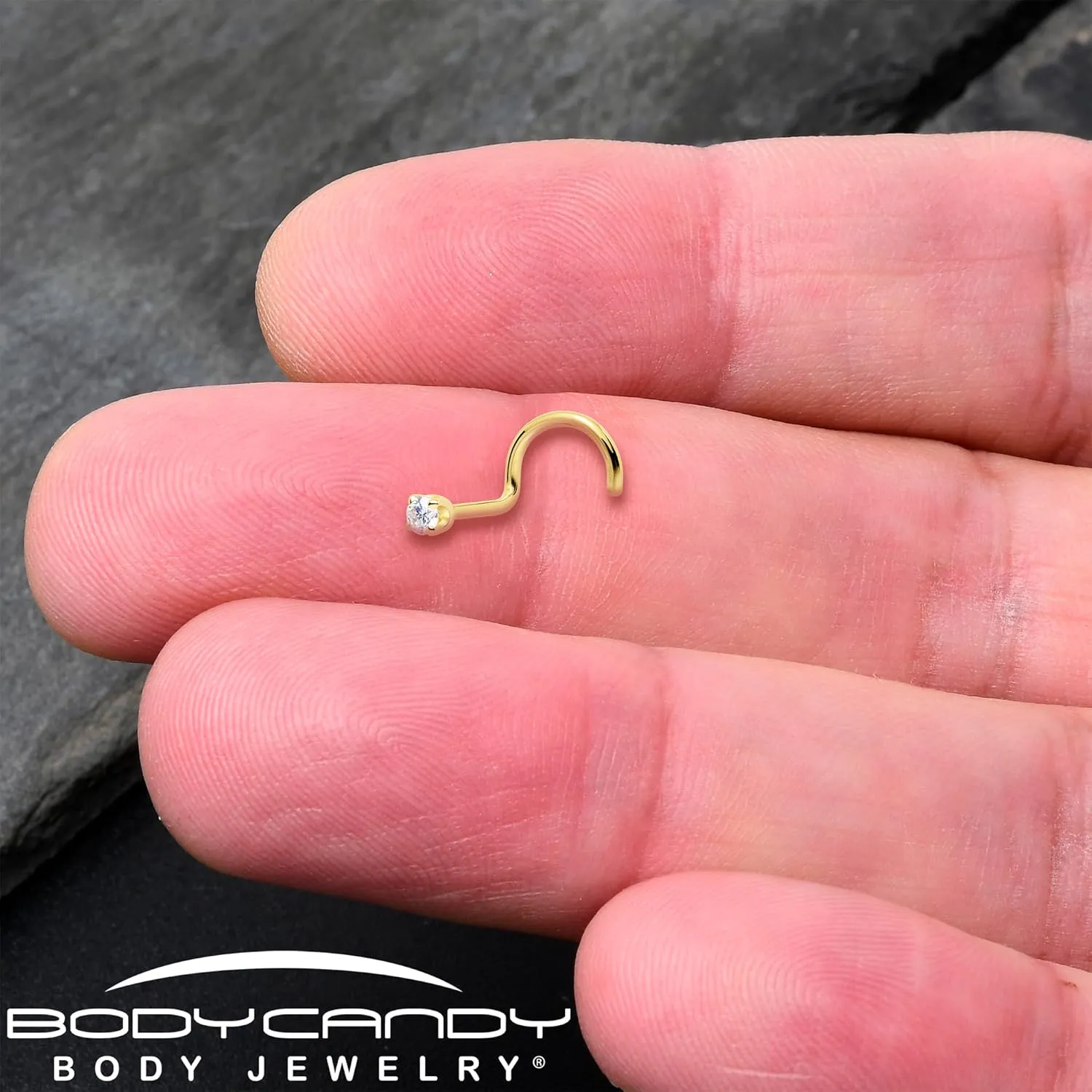 Body Candy 14k Solid Gold Nose Ring Studs - 2mm Lab Grown Diamond Created by MasterJeweler - Left Side Nose Ring 18 Gauge 20 Gauge Real Gold Nose Ring Piercing Jewelry for Women, Men