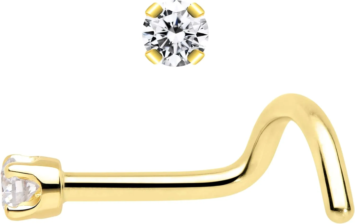 Body Candy 14k Solid Gold Nose Ring Studs - 2mm Lab Grown Diamond Created by MasterJeweler - Left Side Nose Ring 18 Gauge 20 Gauge Real Gold Nose Ring Piercing Jewelry for Women, Men