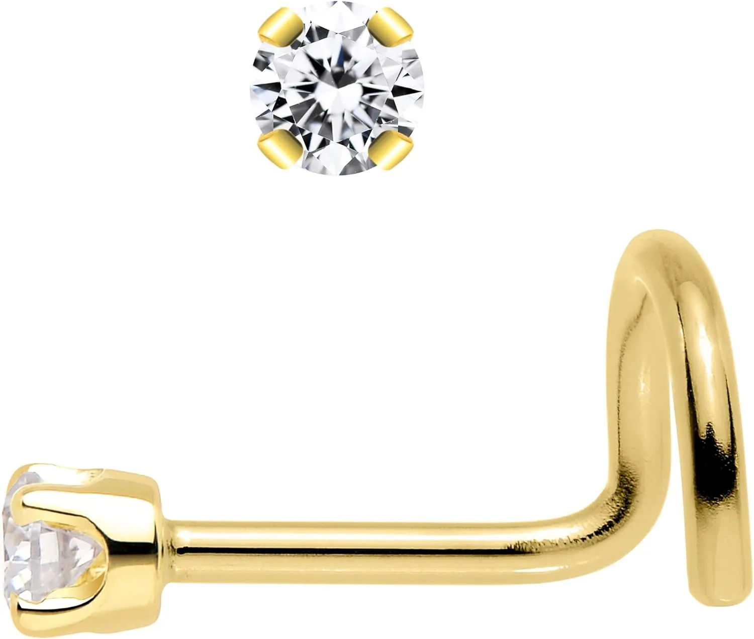 Body Candy 14k Solid Gold Nose Ring Studs - 2mm Lab Grown Diamond Created by MasterJeweler - Left Side Nose Ring 18 Gauge 20 Gauge Real Gold Nose Ring Piercing Jewelry for Women, Men