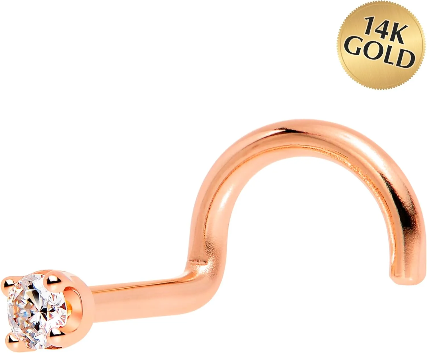 Body Candy 14k Solid Gold Nose Ring Studs - 2mm Lab Grown Diamond Created by MasterJeweler - Left Side Nose Ring 18 Gauge 20 Gauge Real Gold Nose Ring Piercing Jewelry for Women, Men