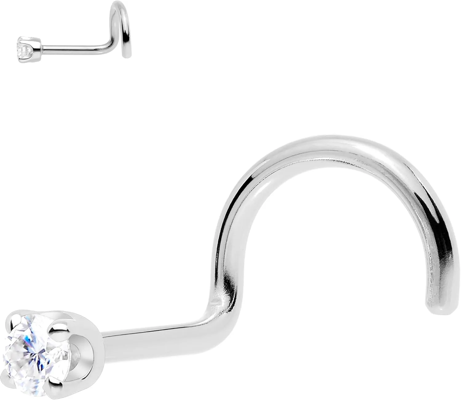 Body Candy 14k Solid Gold Nose Ring Studs - 2mm Lab Grown Diamond Created by MasterJeweler - Left Side Nose Ring 18 Gauge 20 Gauge Real Gold Nose Ring Piercing Jewelry for Women, Men
