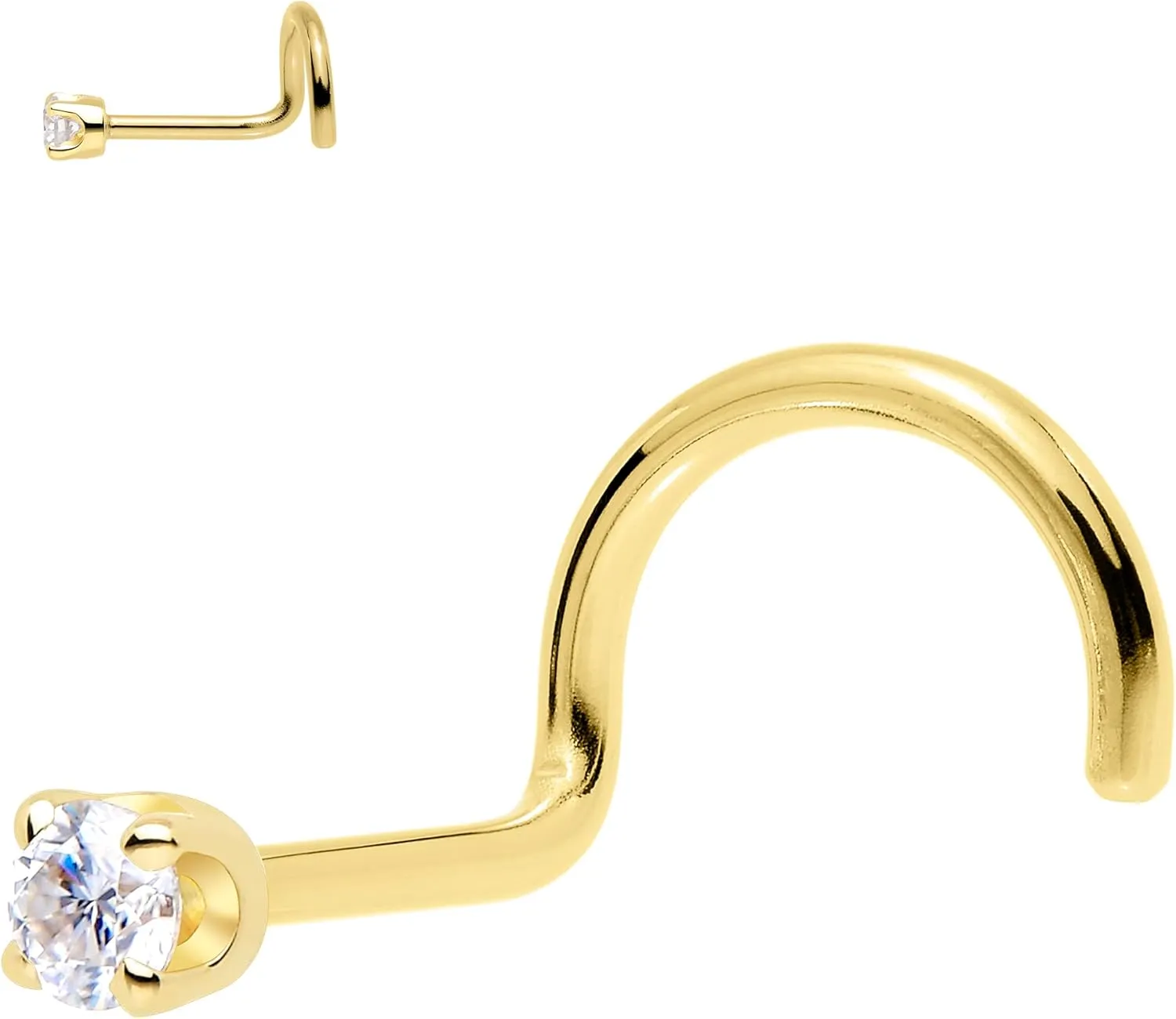 Body Candy 14k Solid Gold Nose Ring Studs - 2mm Lab Grown Diamond Created by MasterJeweler - Left Side Nose Ring 18 Gauge 20 Gauge Real Gold Nose Ring Piercing Jewelry for Women, Men