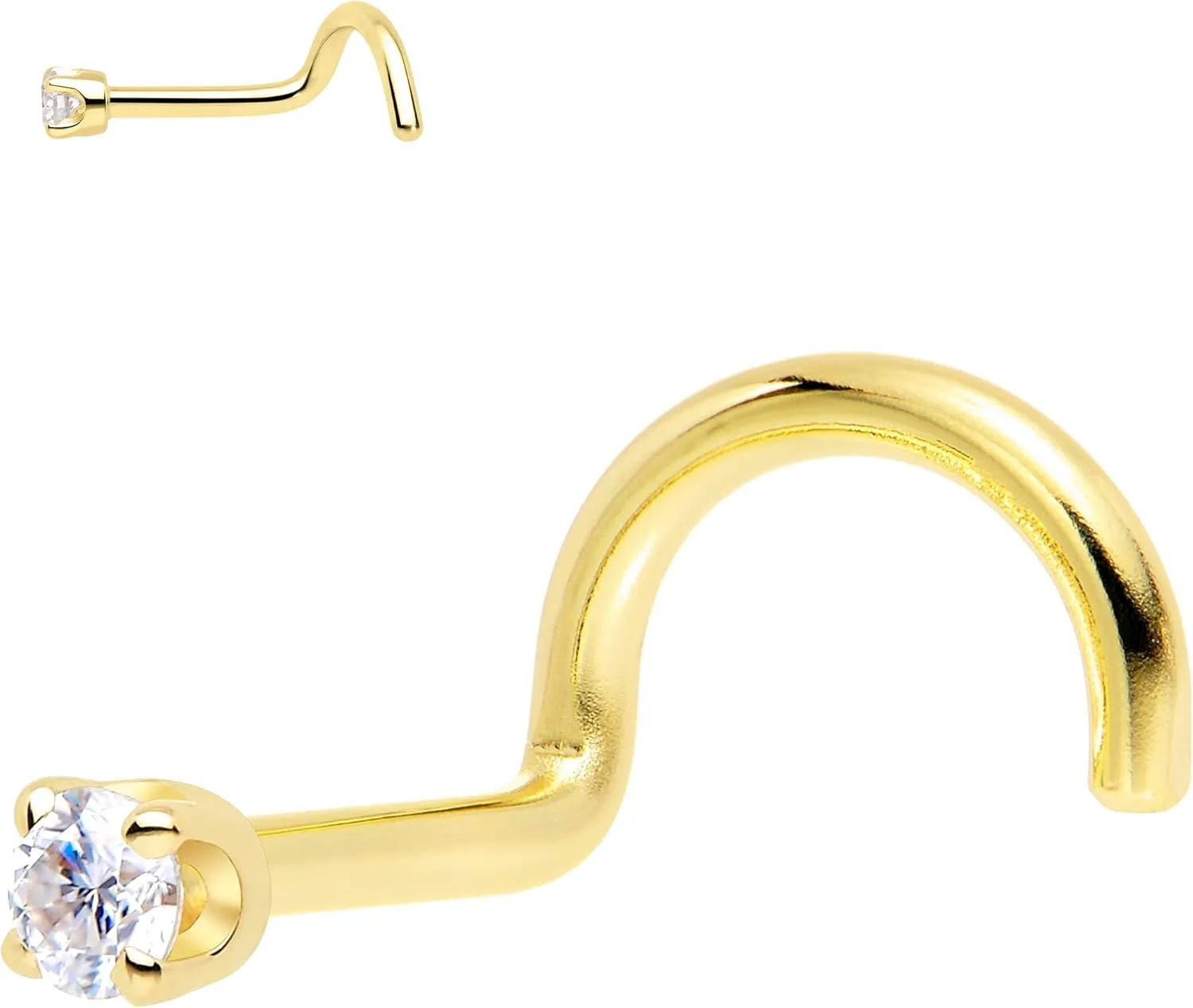Body Candy 14k Solid Gold Nose Ring Studs - 2mm Lab Grown Diamond Created by MasterJeweler - Left Side Nose Ring 18 Gauge 20 Gauge Real Gold Nose Ring Piercing Jewelry for Women, Men