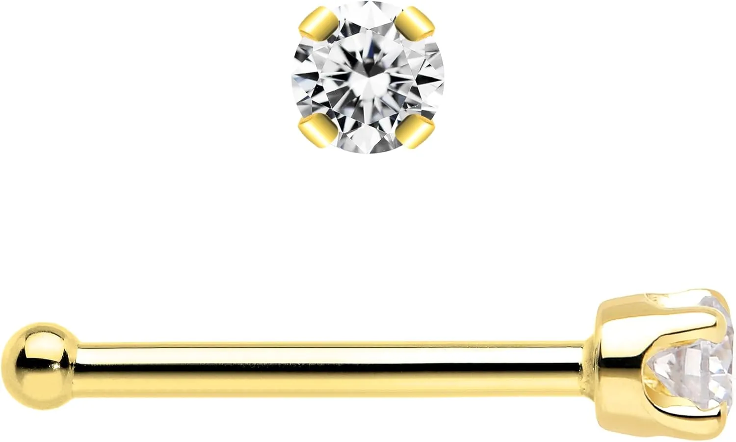 Body Candy 14k Solid Gold Nose Ring Studs - 2mm Lab Grown Diamond Created by MasterJeweler - Nose Bone Nose Ring 18 Gauge 20 Gauge Real Gold Nose Ring Piercing Jewelry for Women, Men