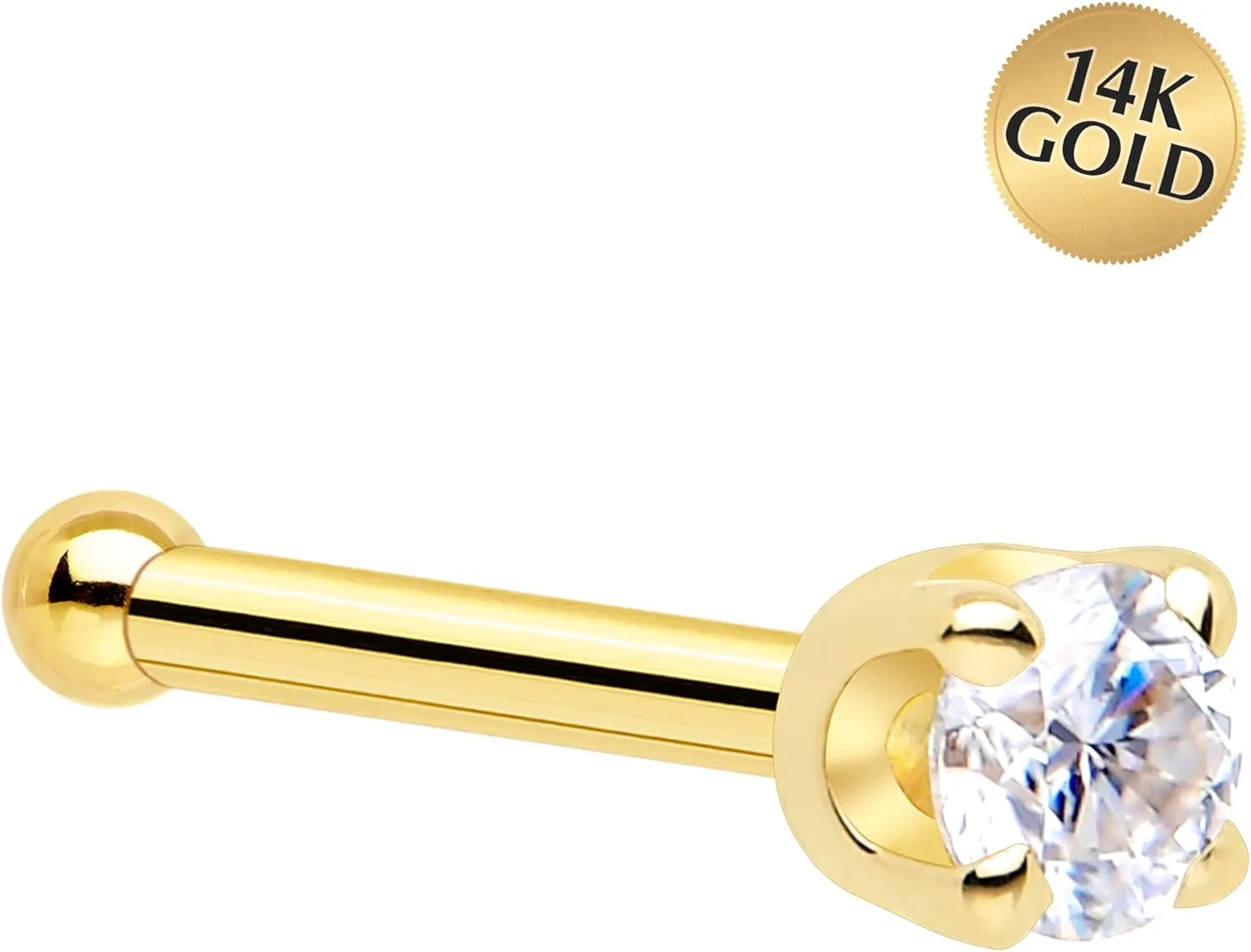 Body Candy 14k Solid Gold Nose Ring Studs - 2mm Lab Grown Diamond Created by MasterJeweler - Nose Bone Nose Ring 18 Gauge 20 Gauge Real Gold Nose Ring Piercing Jewelry for Women, Men