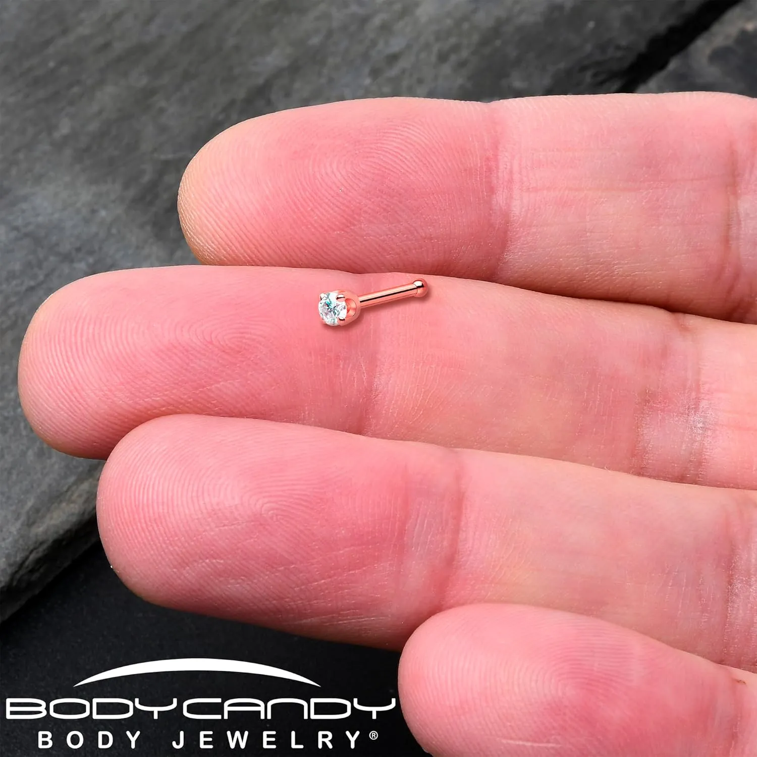 Body Candy 14k Solid Gold Nose Ring Studs - 2mm Lab Grown Diamond Created by MasterJeweler - Nose Bone Nose Ring 18 Gauge 20 Gauge Real Gold Nose Ring Piercing Jewelry for Women, Men