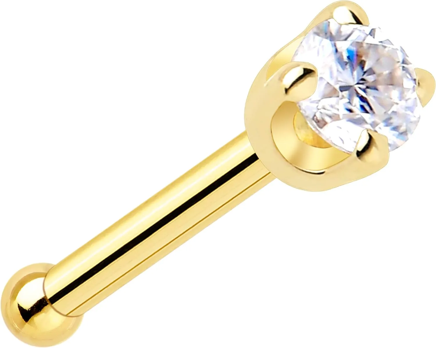 Body Candy 14k Solid Gold Nose Ring Studs - 2mm Lab Grown Diamond Created by MasterJeweler - Nose Bone Nose Ring 18 Gauge 20 Gauge Real Gold Nose Ring Piercing Jewelry for Women, Men