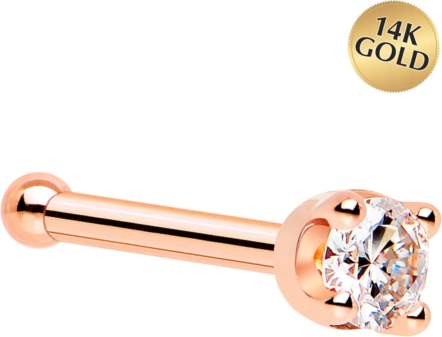 Body Candy 14k Solid Gold Nose Ring Studs - 2mm Lab Grown Diamond Created by MasterJeweler - Nose Bone Nose Ring 18 Gauge 20 Gauge Real Gold Nose Ring Piercing Jewelry for Women, Men