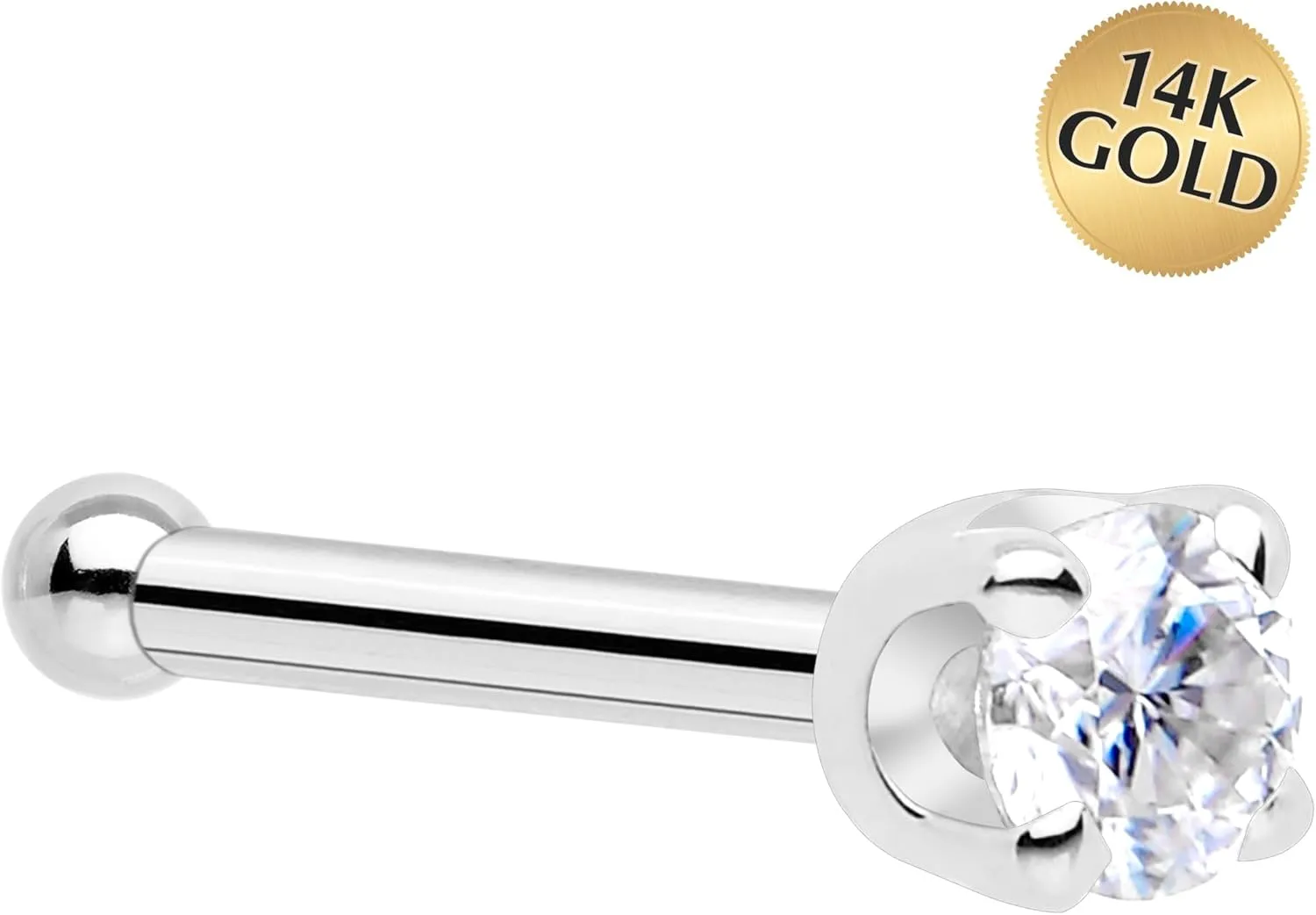 Body Candy 14k Solid Gold Nose Ring Studs - 2mm Lab Grown Diamond Created by MasterJeweler - Nose Bone Nose Ring 18 Gauge 20 Gauge Real Gold Nose Ring Piercing Jewelry for Women, Men