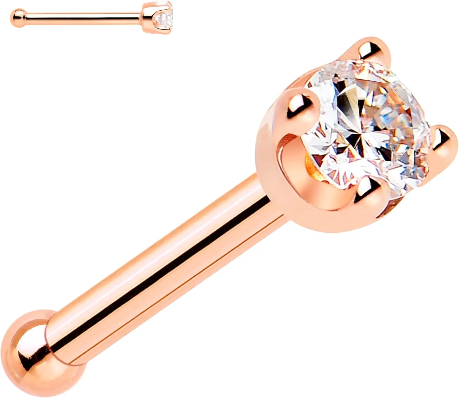 Body Candy 14k Solid Gold Nose Ring Studs - 2mm Lab Grown Diamond Created by MasterJeweler - Nose Bone Nose Ring 18 Gauge 20 Gauge Real Gold Nose Ring Piercing Jewelry for Women, Men
