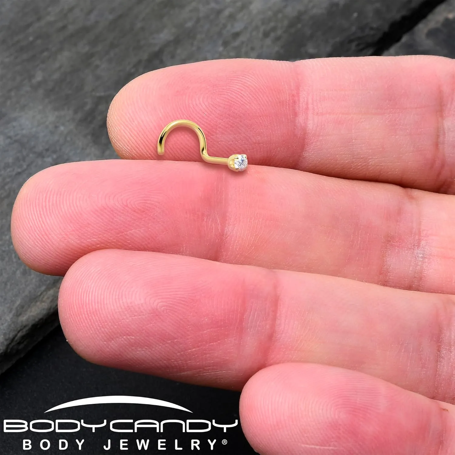 Body Candy 14k Solid Gold Nose Ring Studs - 2mm Lab Grown Diamond Created by MasterJeweler - Right Side Nose Ring 18 Gauge 20 Gauge Real Gold Nose Ring Piercing Jewelry for Women, Men