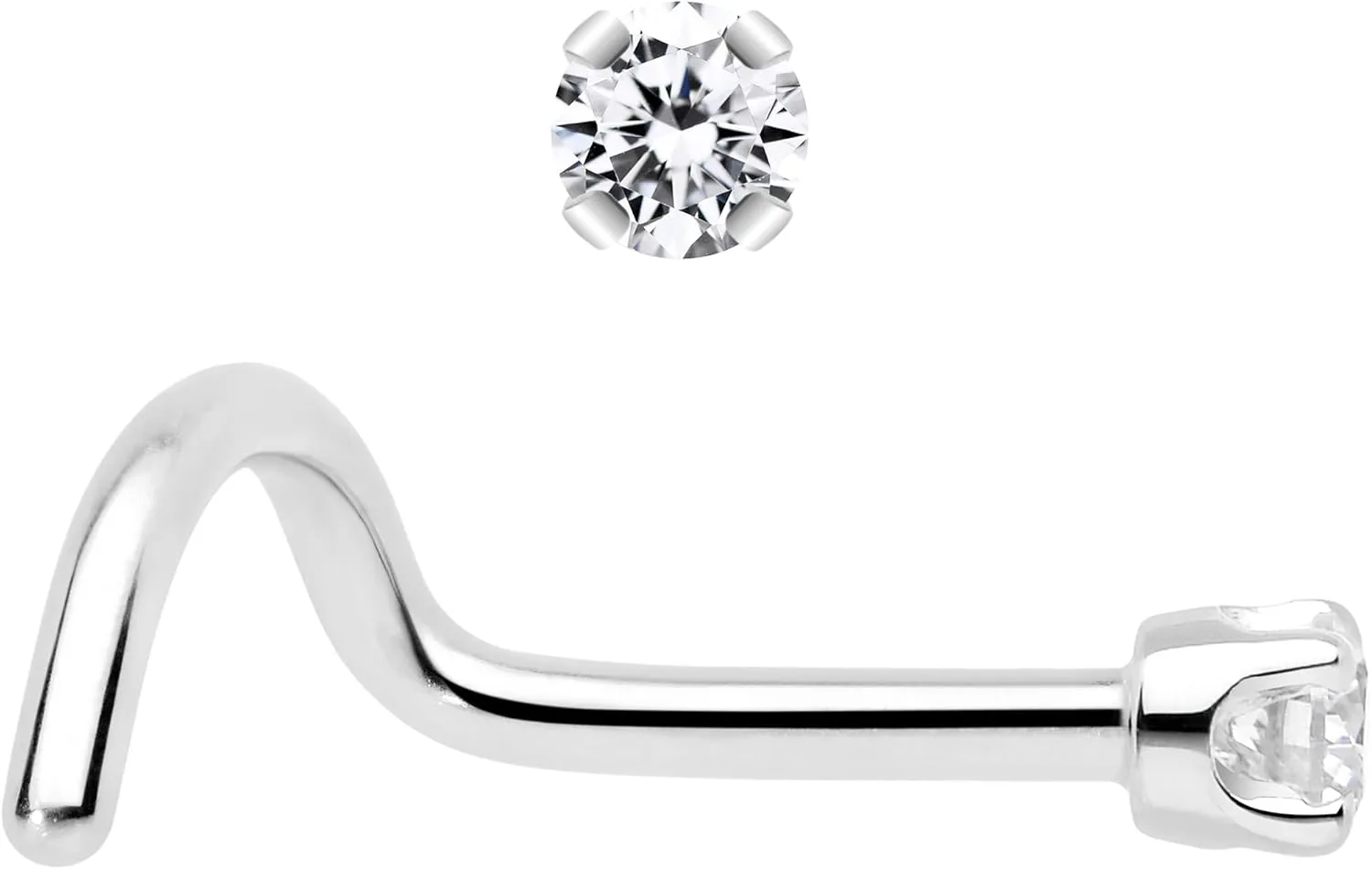 Body Candy 14k Solid Gold Nose Ring Studs - 2mm Lab Grown Diamond Created by MasterJeweler - Right Side Nose Ring 18 Gauge 20 Gauge Real Gold Nose Ring Piercing Jewelry for Women, Men