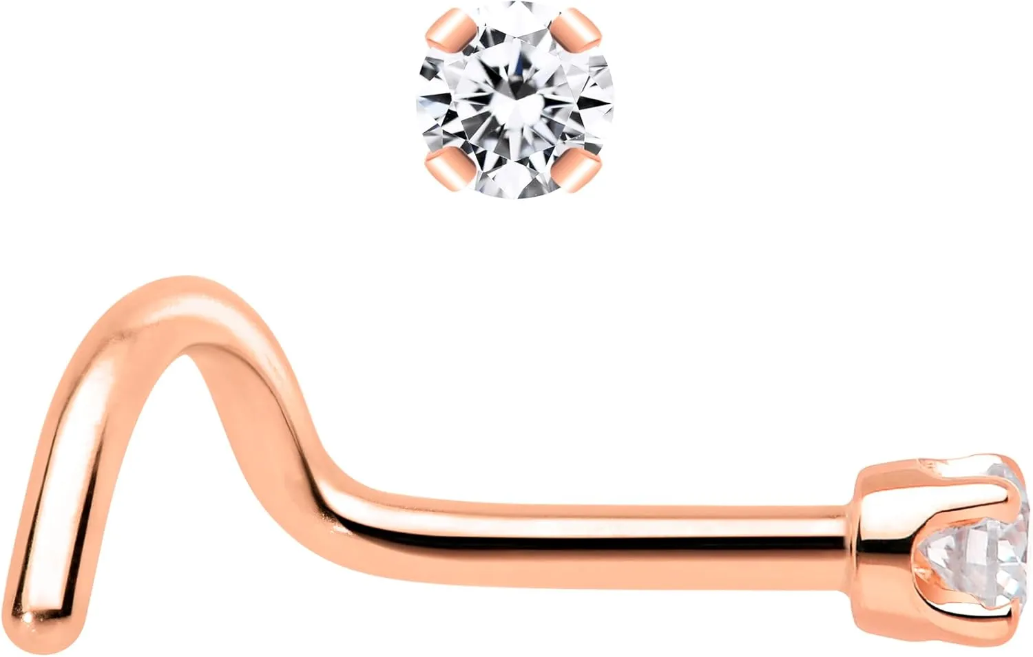 Body Candy 14k Solid Gold Nose Ring Studs - 2mm Lab Grown Diamond Created by MasterJeweler - Right Side Nose Ring 18 Gauge 20 Gauge Real Gold Nose Ring Piercing Jewelry for Women, Men