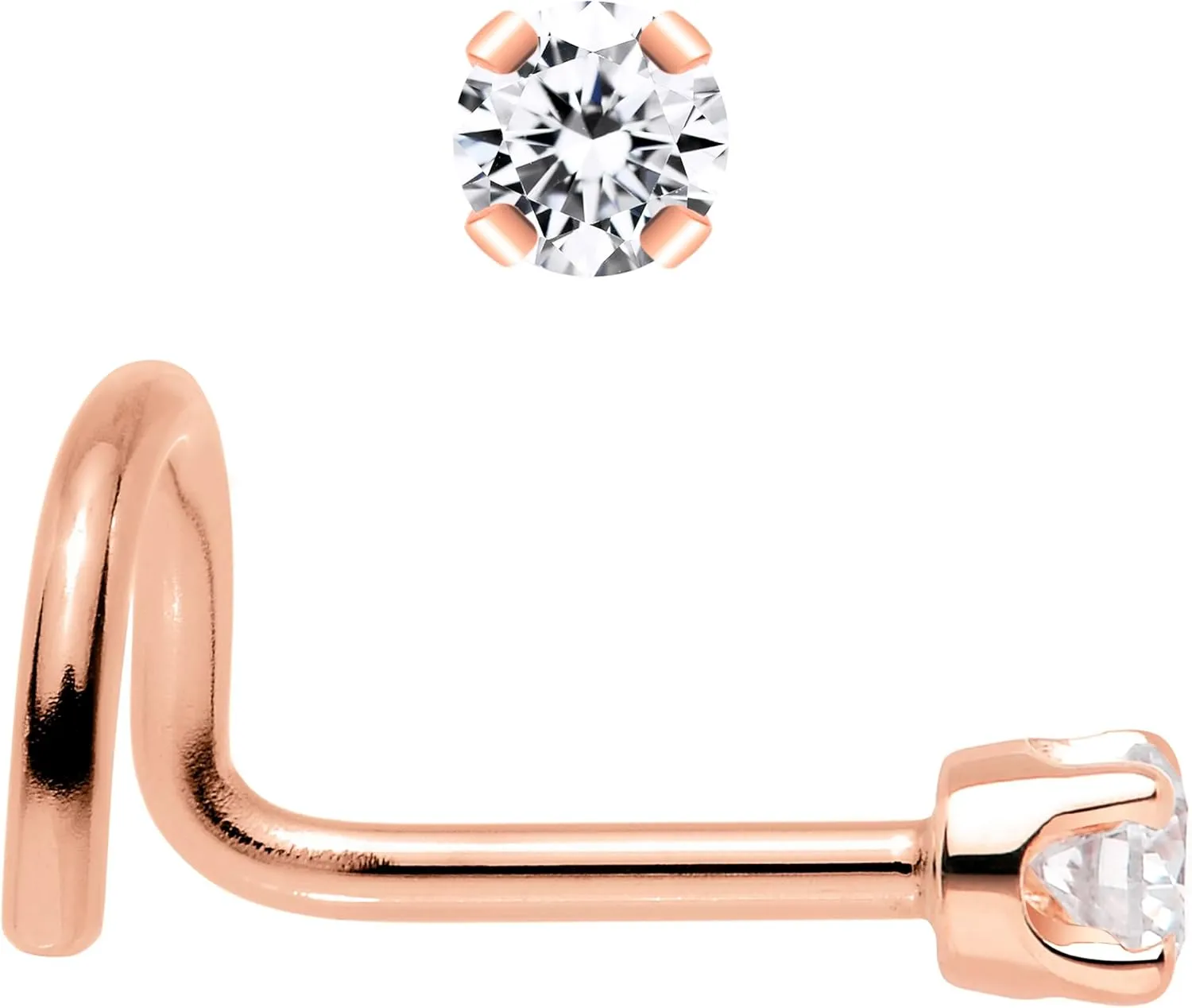 Body Candy 14k Solid Gold Nose Ring Studs - 2mm Lab Grown Diamond Created by MasterJeweler - Right Side Nose Ring 18 Gauge 20 Gauge Real Gold Nose Ring Piercing Jewelry for Women, Men